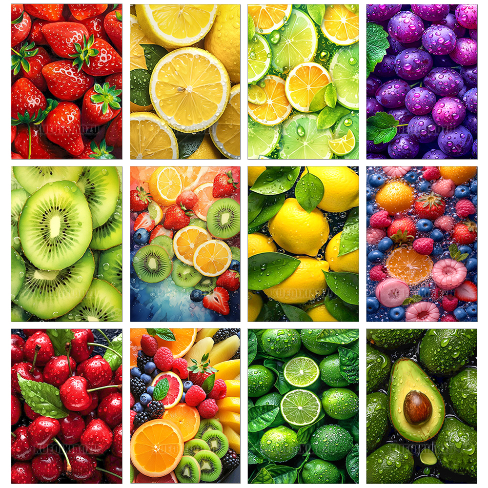 Resin Art Painting - 1pc frameless diamond painting Fruit Diamond