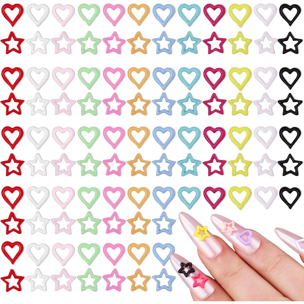 Resin Art Diy - 200PCS 3D Heart Star Resin Charms
