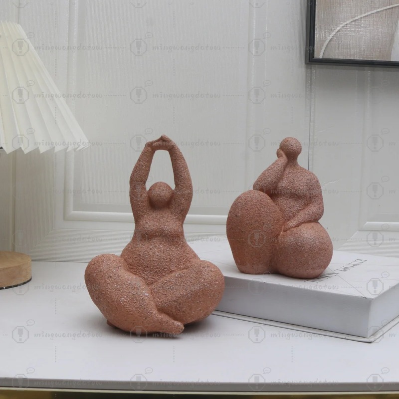 Resin Art Table Top - 1pc, Sandstone Resin Chubby Woman Statue