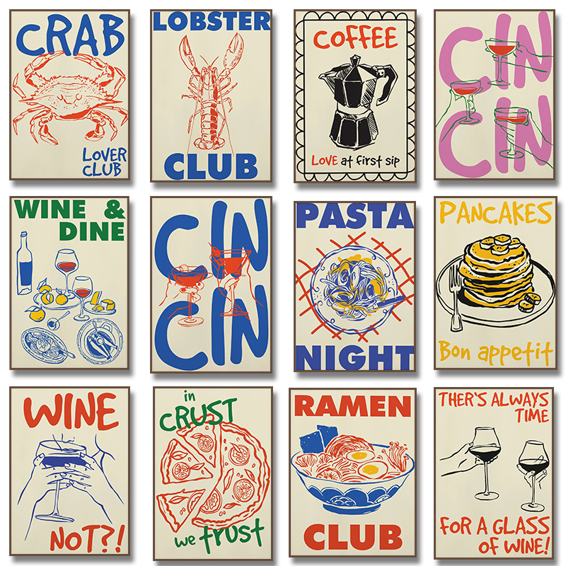 Resin Art Painting - Trendy Coffee Cheers Print Posters Retro