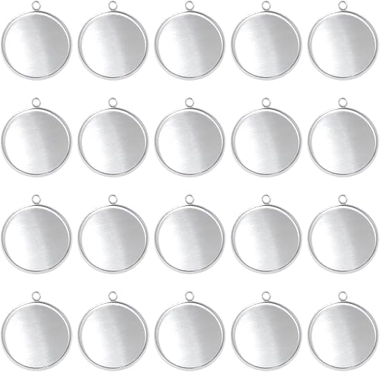 20 Pieces Stainless Steel Roun - Bezels Pendant Resin recension och pris