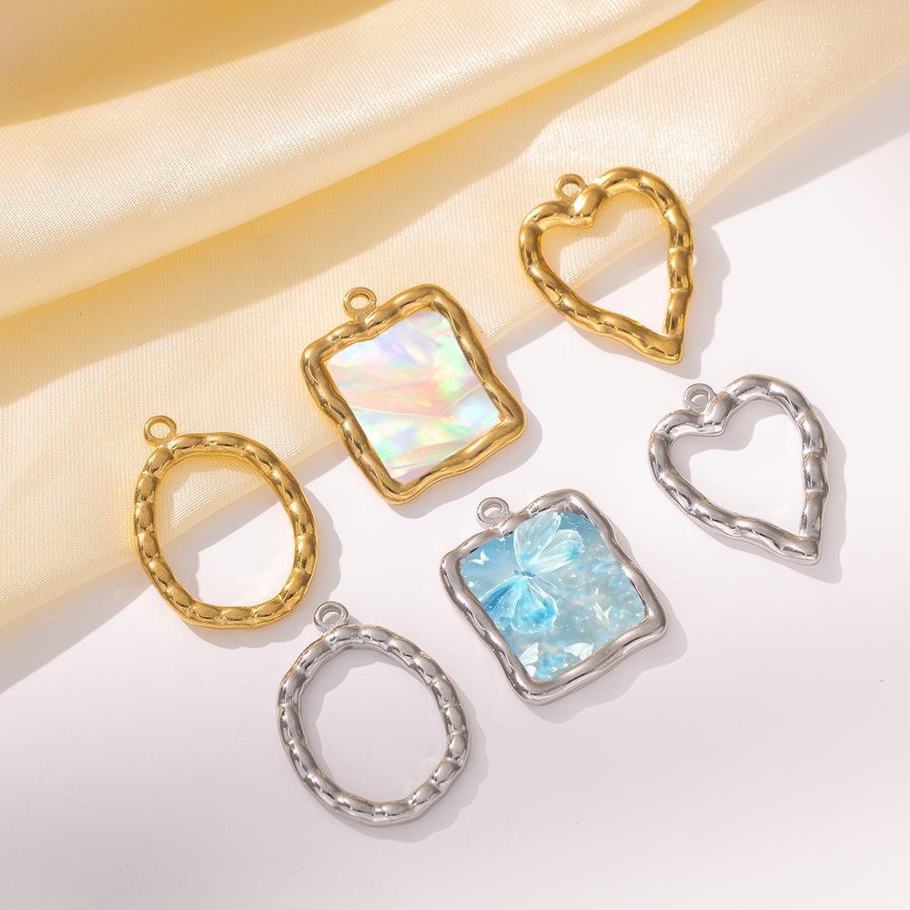 5pcs Stainless Steel Heart Rou - Bezels Pendant Resin recension och pris
