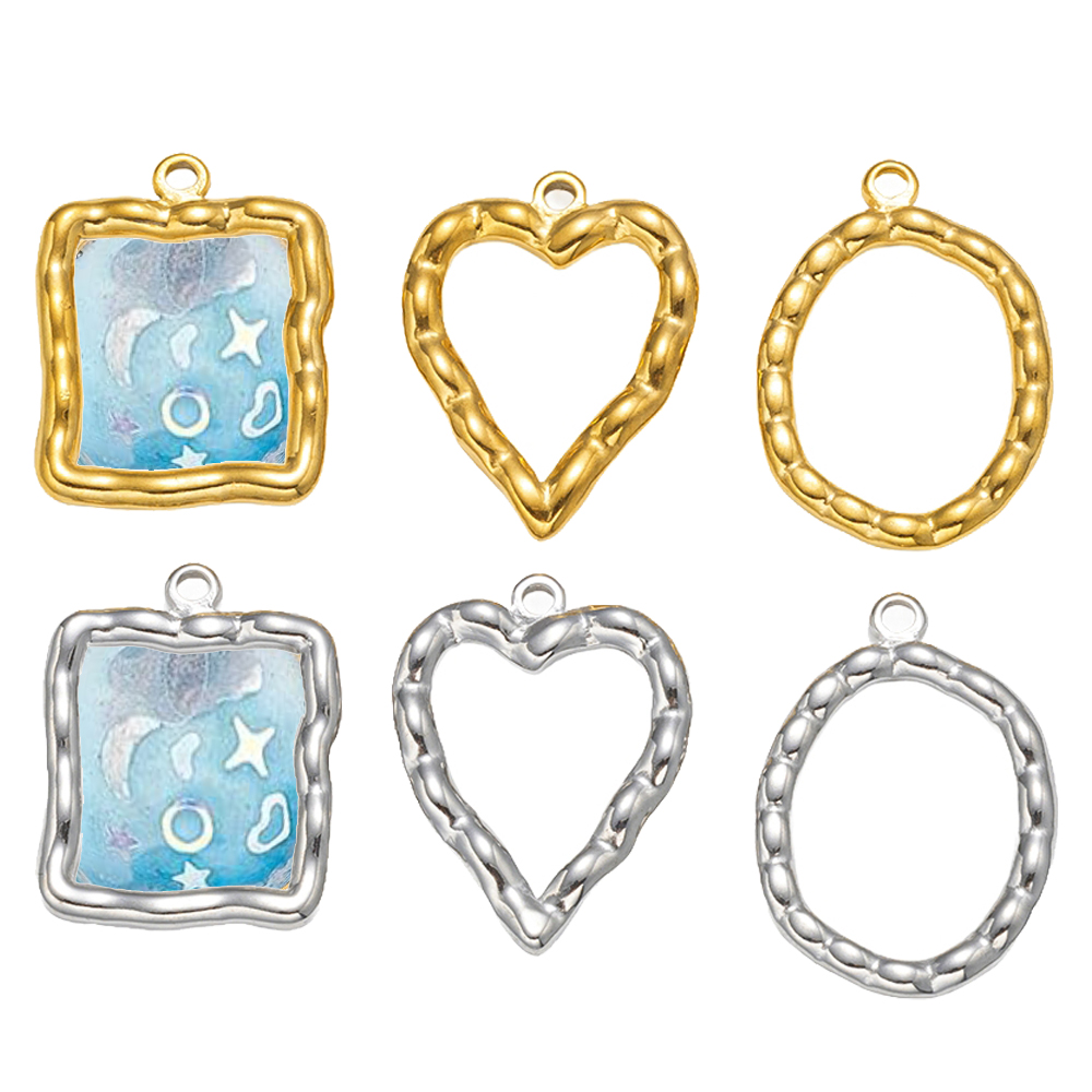 5pcs Stainless Steel Heart Rou - Bezels Pendant Resin recension och pris
