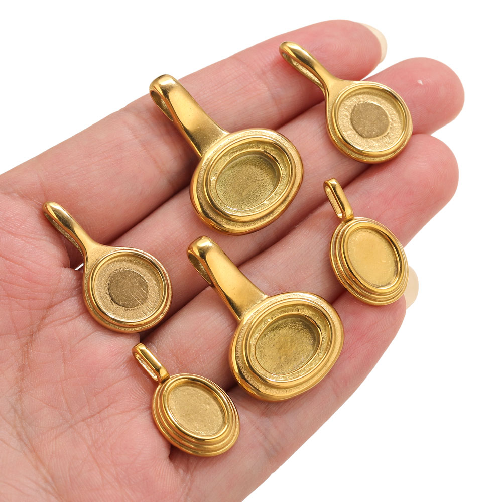 5pcs Stainless Steel Round Ova - Bezels Pendant Resin recension och pris