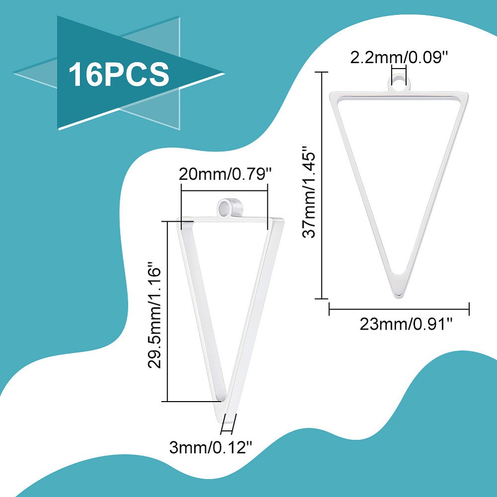 16Pcs Stainless Steel Triangle - Bezels Pendant Resin recension och pris