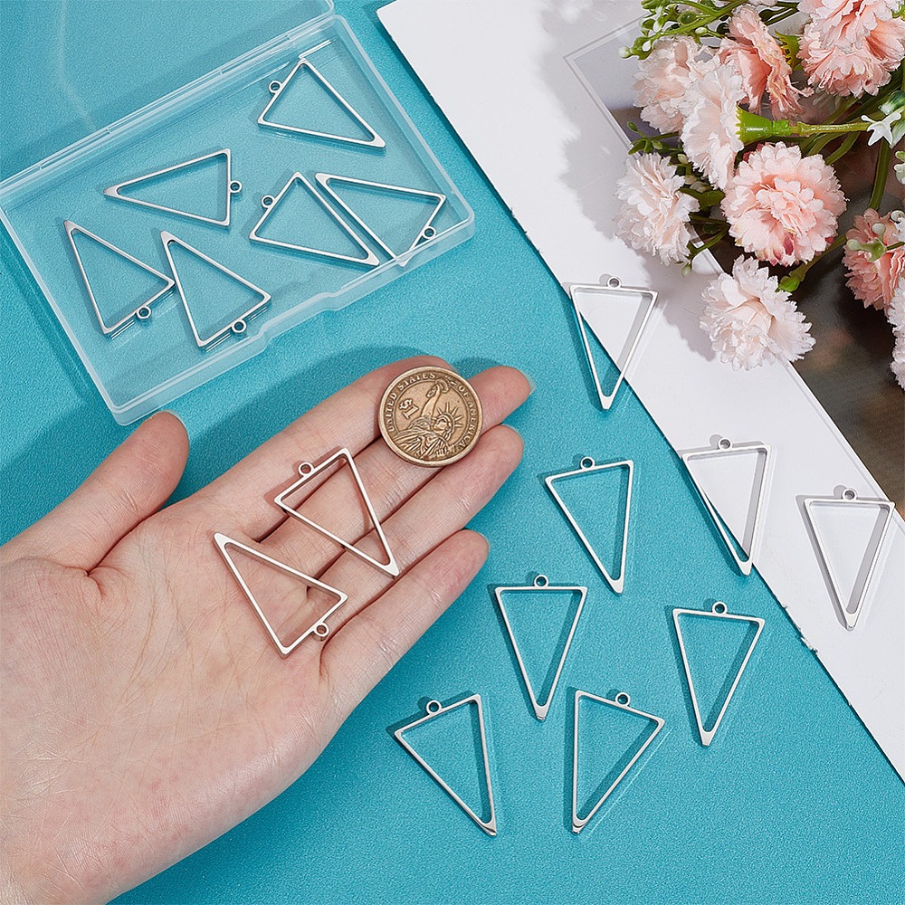 16Pcs Stainless Steel Triangle - Bezels Pendant Resin recension och pris