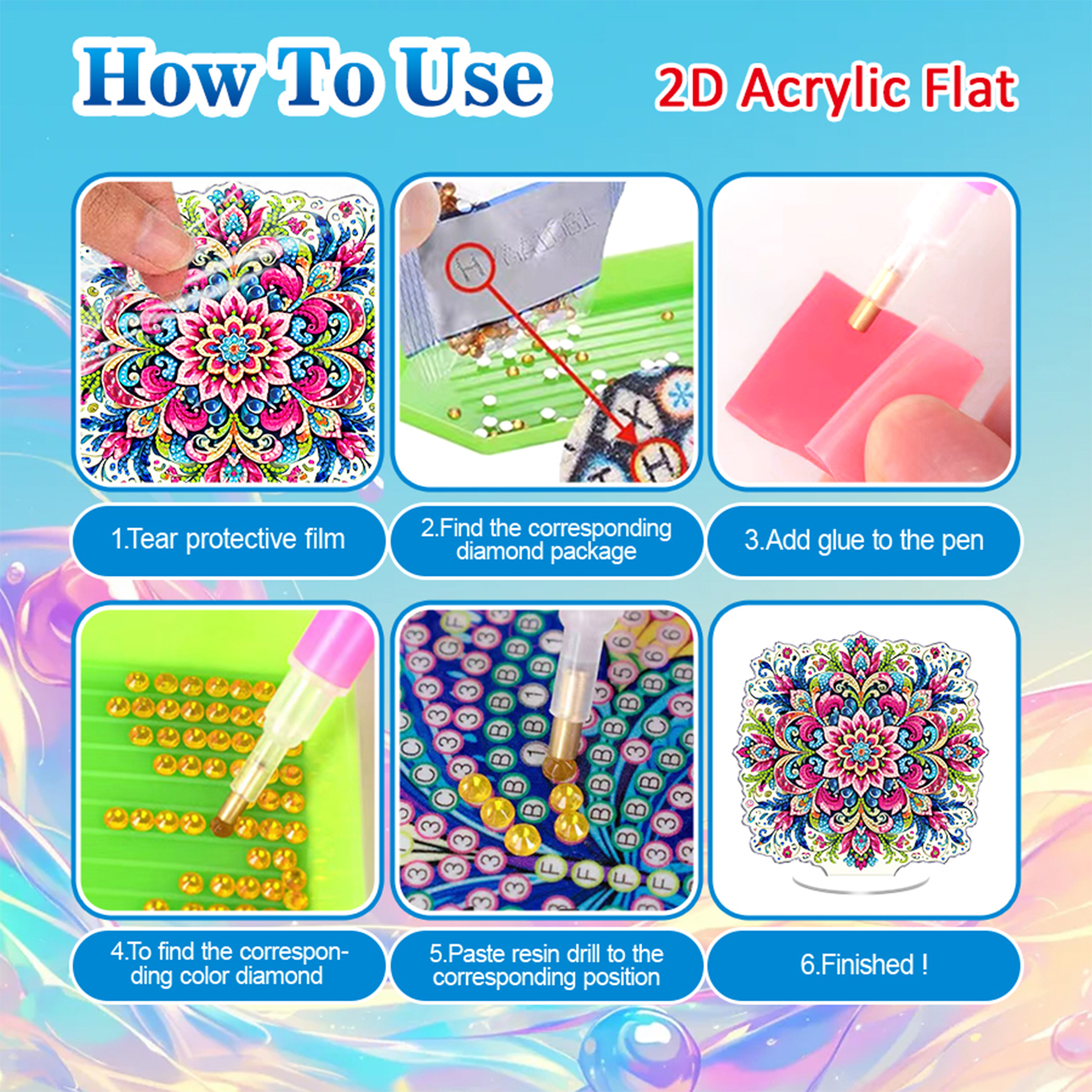 Flower DIY 2D Flat Acrylic Dia - Resin Art Table Top recension och pris