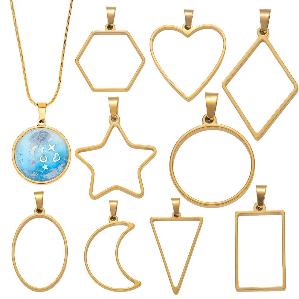 5pcs Stainless Steel Open Back - Bezels Pendant Resin recension och pris