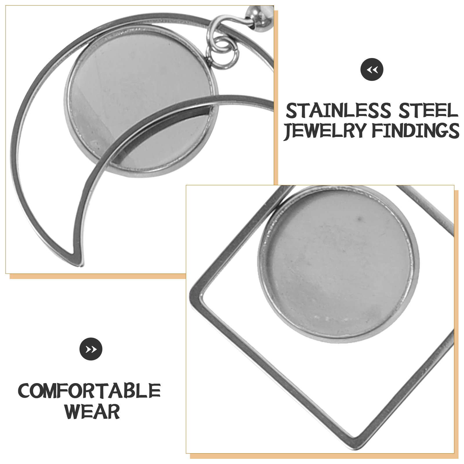12Pcs Stainless Steel Earring  - Bezels Pendant Resin recension och pris