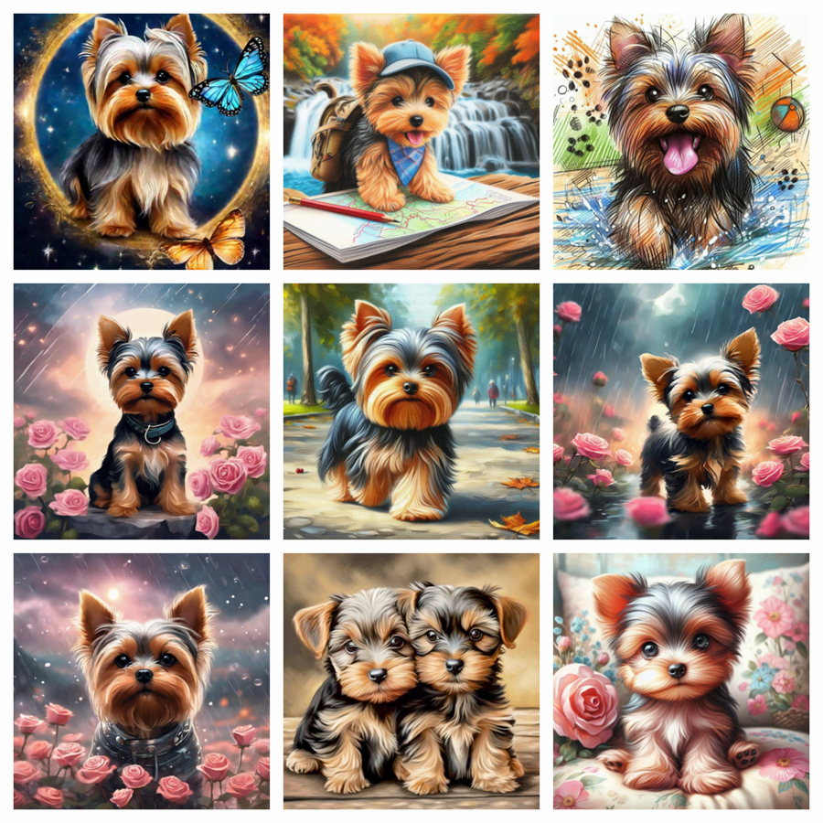 Yorkshire Terrier Dog 5D DIY D - Resin Art Painting recension och pris