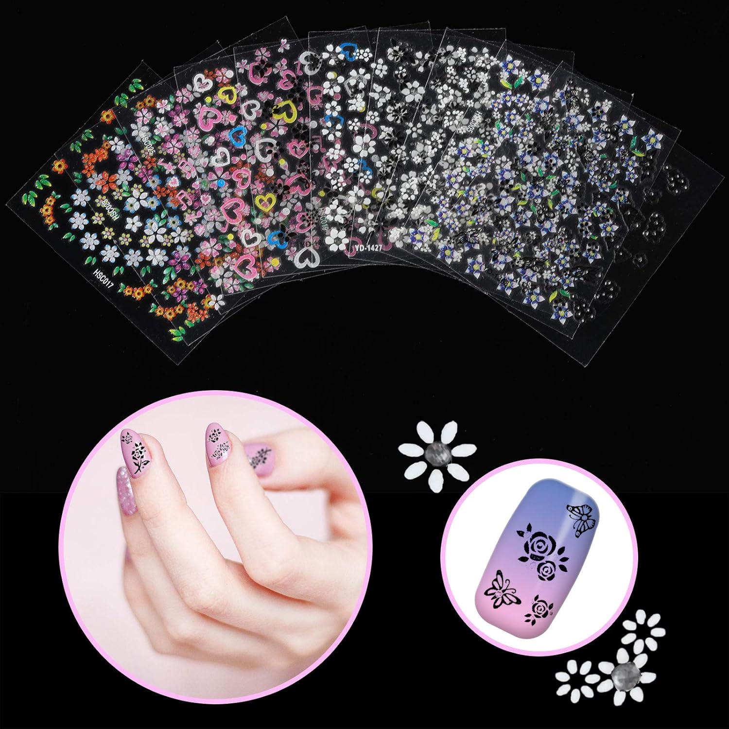 5000 Pcs 3D Flower Nail Sticke - Resin Art Design Images recension och pris