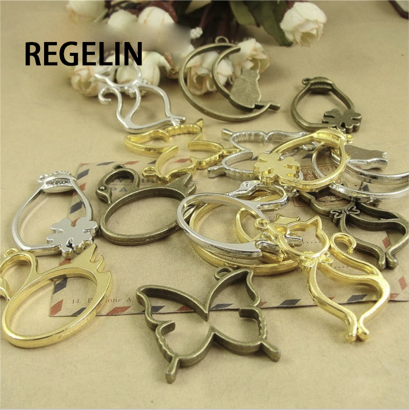 5 pcs Cat moon shape Metal Fra - Bezels Pendant Resin recension och pris