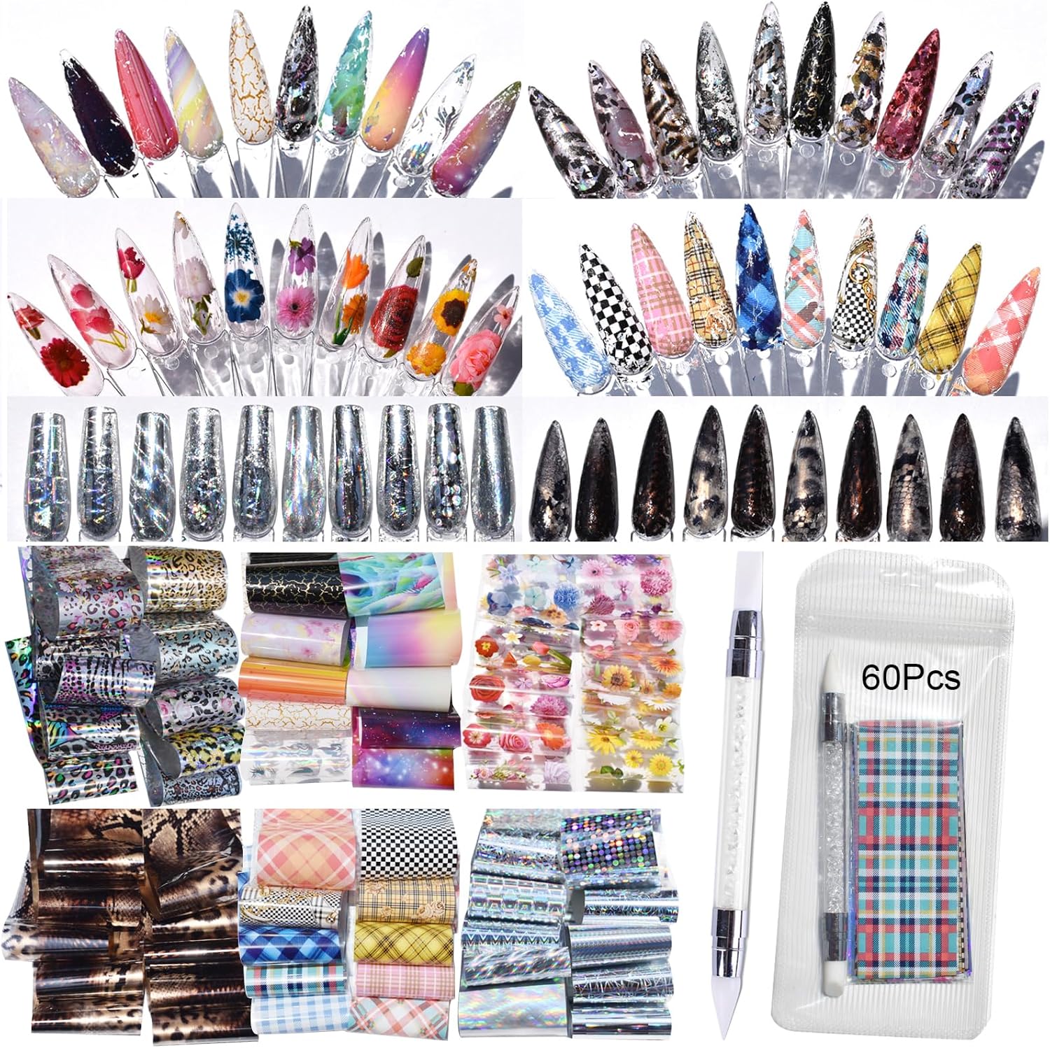 60pcs Nail Art Transfer Foils  - Resin Art Design Images recension och pris
