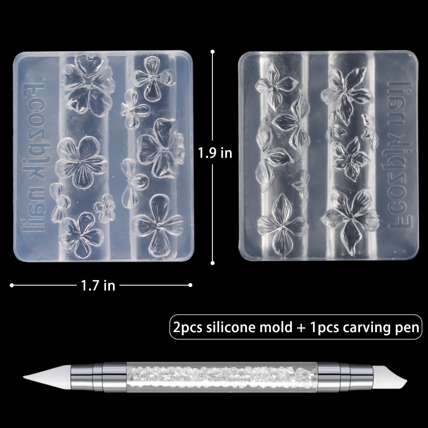 Silicone Nail Art Molds, 2PCS  - Resin Art Design Images recension och pris