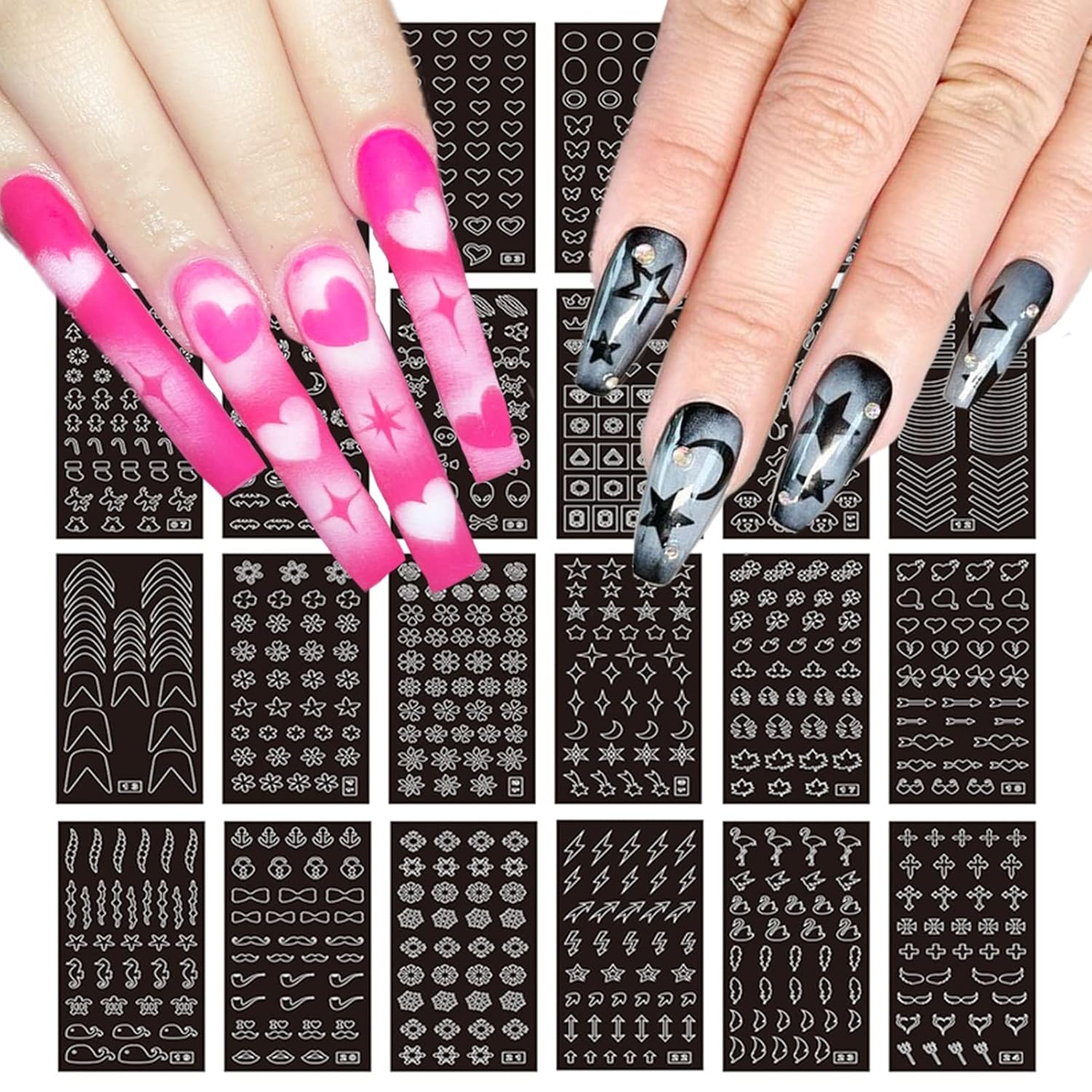 154 Designs Nail Art Stencils  - Resin Art Design Images recension och pris